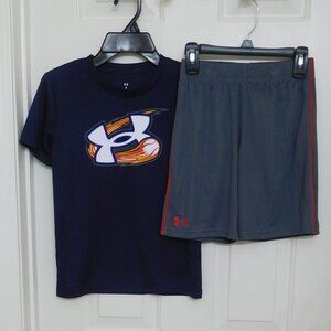 NWT 2pc Under Armour Navy Baseball Shirt & Gray Shorts Set sz 4t 4 6 or 7